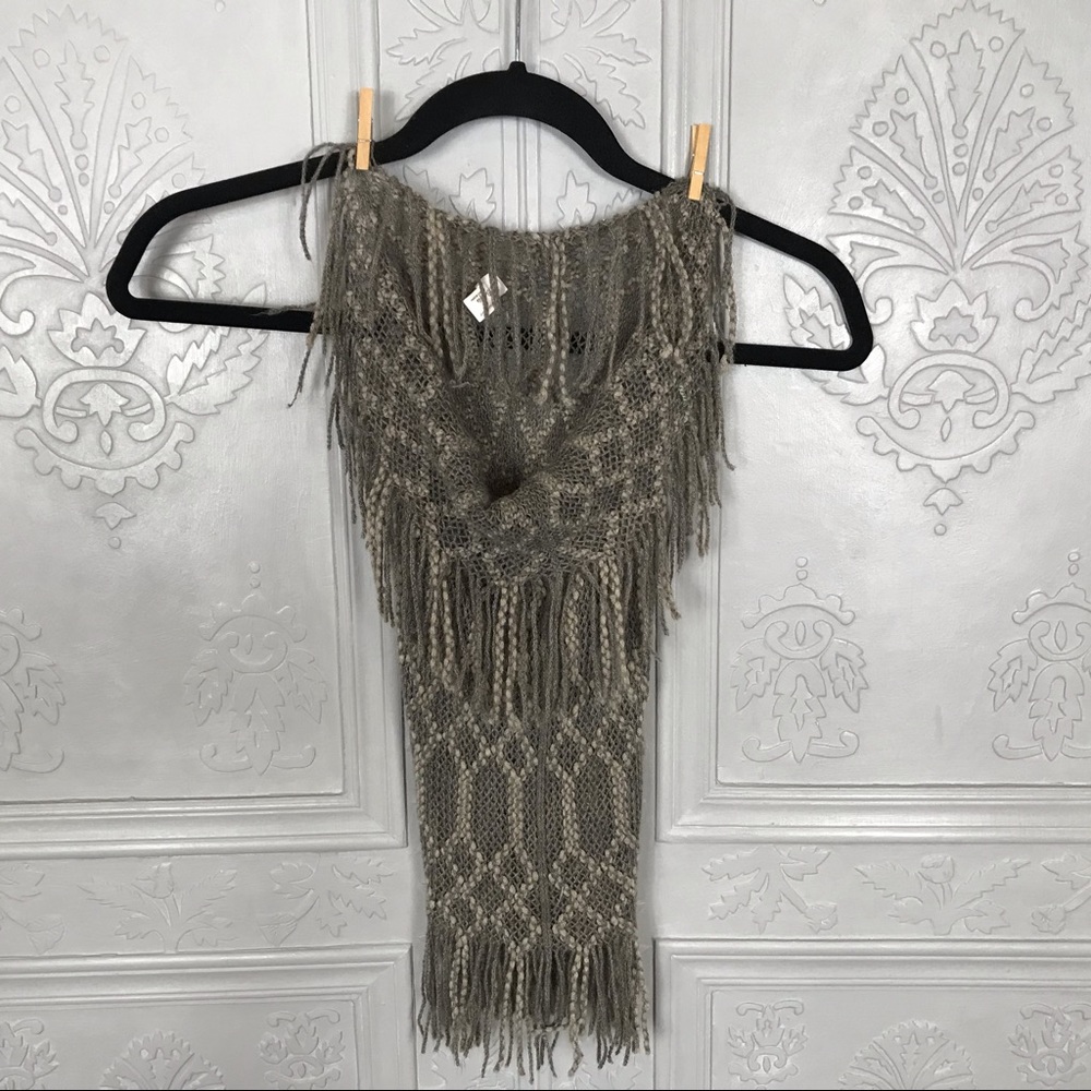 Britt’s Knits Fringe Benefits Brown & Tan Infinity Scarf with Beautiful Weave